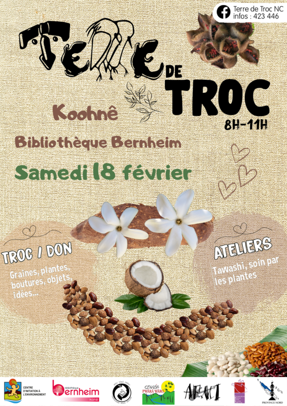 terre de troc un évènement le samedo 18 février à la Bibliothèque Bernheim de Koné