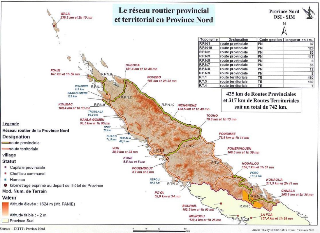 Plan du réseau routier provincial