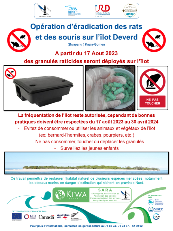 Affiche dératisation Îlots Province nord août 20223
