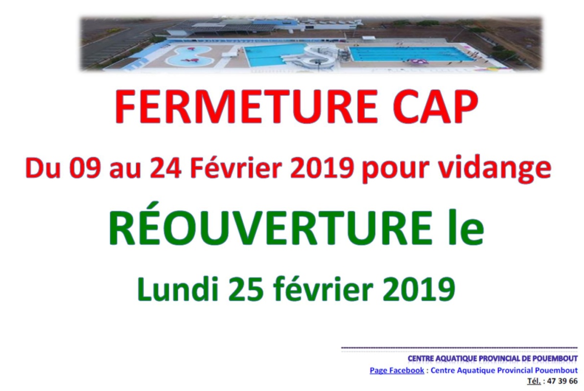 Fermeture piscine Pouembout CAP février 2019