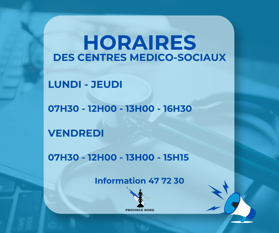 Horaires CMS province Nord août 2026