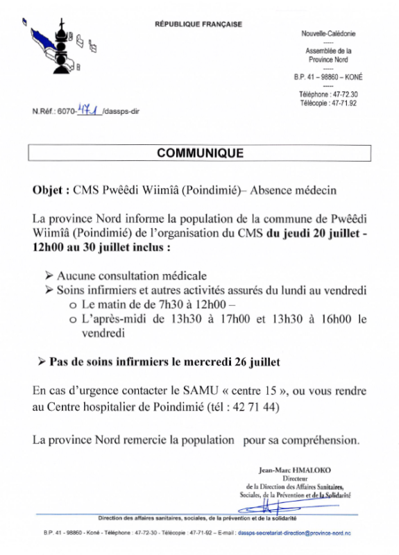 Communiqué CMS Poindimié