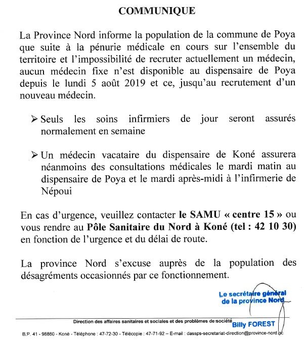 communiqué 09/08/2019