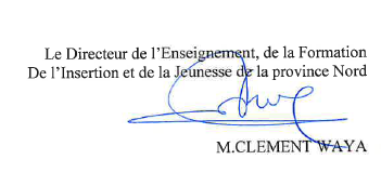 signature du directeur de la DEFIJ